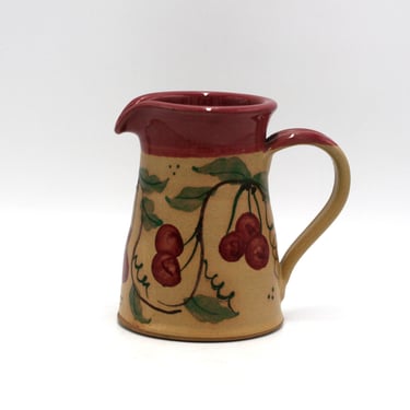 vintage Art Pottery Pitcher with Cherries 