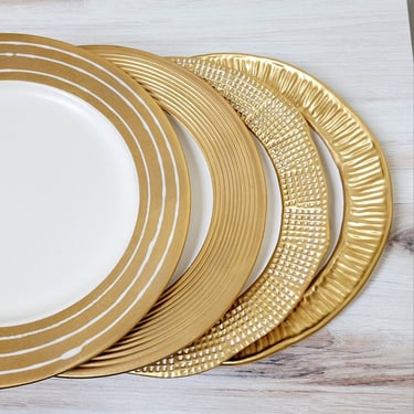 Large Gold Rim Chargers from Michael Wainwright - Mix Matched set of 4 