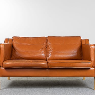 Danish Modern Leather Loveseat by Stouby - (324-209) 