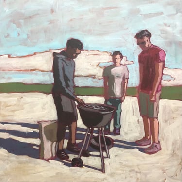 Men Grilling  |  Original Acrylic Painting on Canvas 24