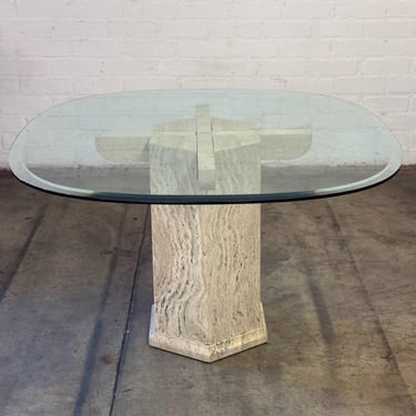Travertine and glass Dining Table 