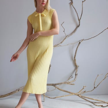vintage canary yellow boucle knit dress / XS 