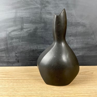 Michael Lambert black matte asymmetrical vase - 1990s vintage 