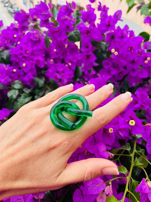 PORTOFINO Ring, Acrylic Ring, Acrylic Knot Ring, Statement Ring, Emerald Ring, Contemporary Ring, Green Ring, Green Acrylic Ring, Art ring 