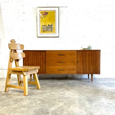 Mid Century Credenza or Console Tambour Doors 