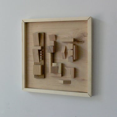 Modernist Abstract Brutalist Louise Nevelson Inspired Wooden Wall Sculpture 