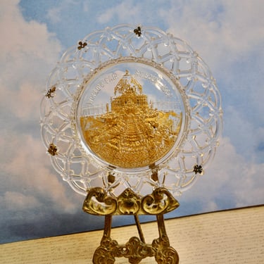 Antique 1904 World's Fair Glass Plate Gold Embellishment RARE Collectible St. Louis Memorabilia Souvenir 1904 