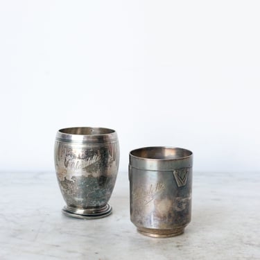 Pair of Vintage Engraved Christening Cups