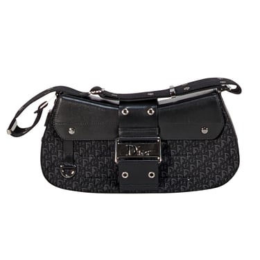 Christian Dior - Black Leather & Canvas Monogram Columbus Diorissimo Shoulder Bag
