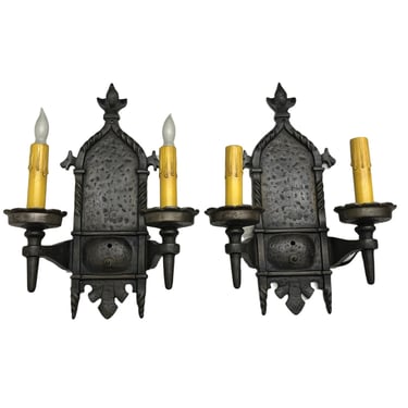 1920s spanish revival sconces with dog's head detail #2371 