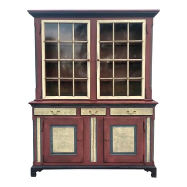 Hickory Chair Paint Decorated Winterthur Collection Stepback Hutch 
