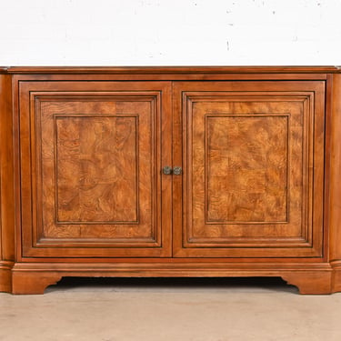 Ethan Allen French Regency Cherry and Burl Wood Entertainment Media Console or Credenza