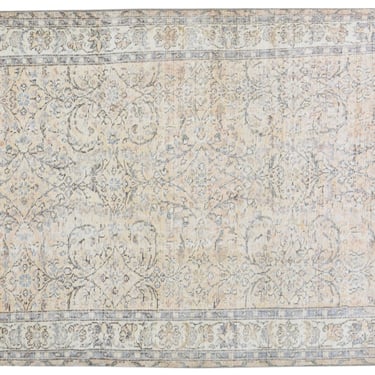 Vintage Turkish Whitewash rug 5'5&quot; x 9'7&quot;
