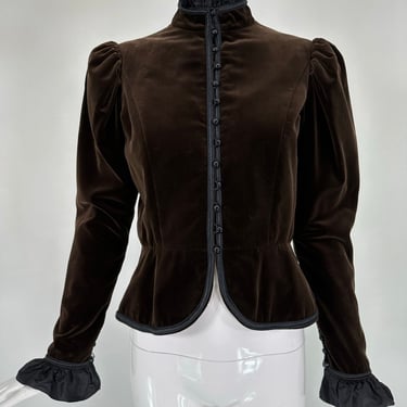 Yves Saint Laurent Rive Gauche Chocolate Velvet Victorian Style Jacket 1971-72