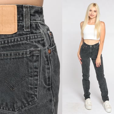 Faded Black Levis 512 Jeans 90s Levi Mom Jeans High Waisted Tapered Leg Levi Strauss 512s Denim Pants Retro Vintage 1990s Extra Small xs 0 