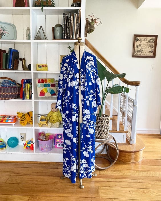Vintage 70s Floral Kimono Style Robe Size Up To XL 