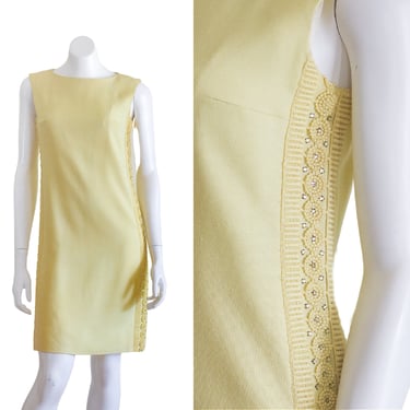1960s Yellow Linen Sheath Dress 