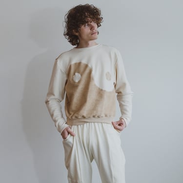 Yin-Yang Sweatshirt, Organic Plant Dyed Pullover, Genderless Crewneck, Botanical Dye Fuzzy Sweater 
