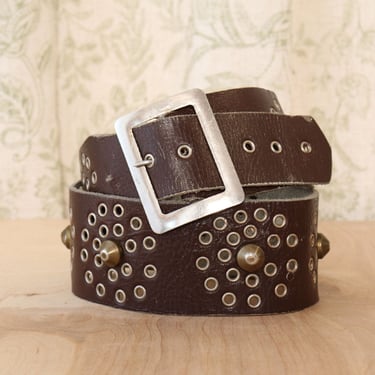 Thick Studded Leather Belt