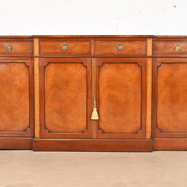 English Georgian Banded Mahogany Breakfront Sideboard or Bar Cabinet by Restall Brown & Clennell