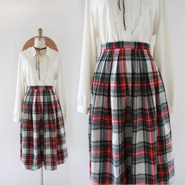 plaid wool library skirt - 25 - vintage 90s y2k academia prep classic check full midi womens size extra small tartan 