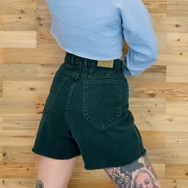 Lee Vintage 90's Green High Rise Cut off Jean Shorts / Size 29 30 
