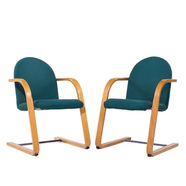 Vintage Ikea Green Upholstered Bentwood Chairs 