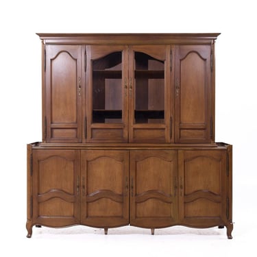 Tomlinson French Provincial Louis XV Walnut Credenza China Cabinet 