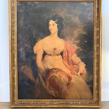 Ornate Gold Framed 19th Century Portrait of a Pretty French Woman - Vintage Art Collectables 
