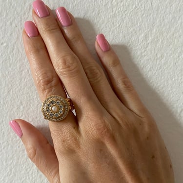 Pretty Pearl Gold Flower Ring