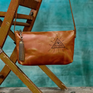 Small Leather Zipper Bag | Handmade Leather Purse |  Tassel Handbag | Crossbody Satchel | Made in USA | Magic Boho Zip 