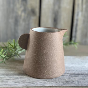 Ceramic Pitcher | Small Pottery Vase | Brown and White Pitcher 