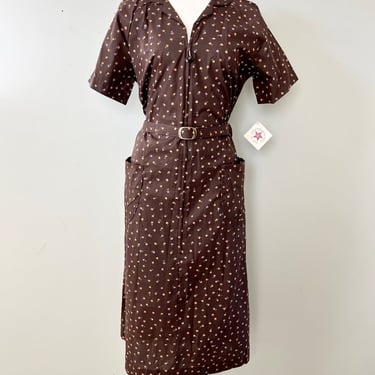 1960s Deadstock Rockabilly Shirt House Dress w/Pockets & Belt | Carolina Maid 14 
