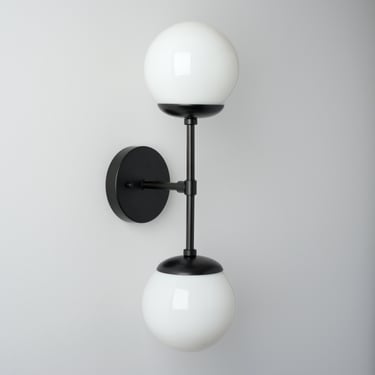 Double Arm Wall Sconce - Mid Century - Modern Lighting Fixture - Globe Light 