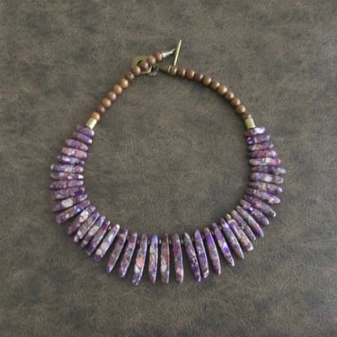 Purple imperial jasper bib necklace 2 