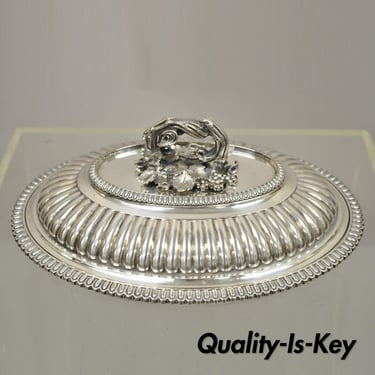 Neoclassical Elkington & Co Covered Serving Dish with Branch Grapevine Handle