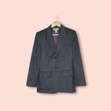 Vintage 90's Grey Wool Jones New York Country Lined Blazer Jacket, Size 8 