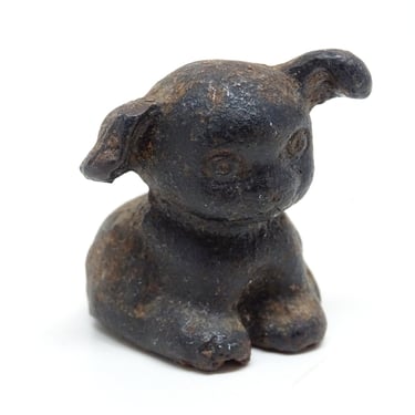Antique Miniature Cast Iron Griswold Pup Dog Paper Weight, Vintage American Folk Art 