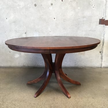 Mid Century Danish Dark Teak Dining Table With One Leaf