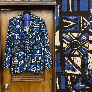 Vintage 1960’s “Sandwich Isles” Tiki Cotton Mod Sport Coat Jacket, 60’s Blazer, Vintage Clothing 