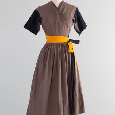 Iconic 1950's Claire McCardell For Townley Color Block Wrap Dress / Small