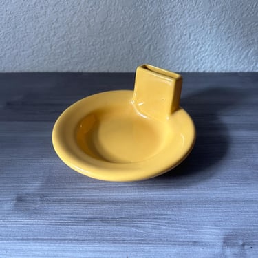 Vintage Hall Restaurant Ware China Yellow Ashtray Match Holder 