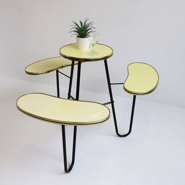 Beautiful Rare Minimalist Vintage Plant Stand 60s Design Kidney Shaped Indoor German Planter Midcentury Modern Furniture Tiered Side Table 