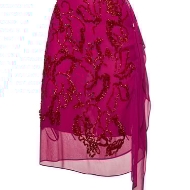 Dries Van Noten Women Fuchsia Georgette Embroidere Skirt