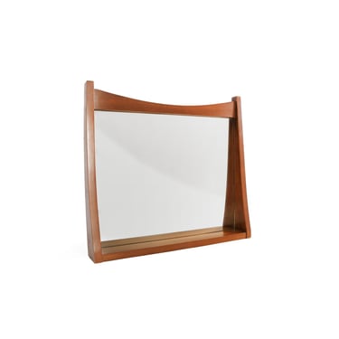 Vintage Mid Century Modern table top wood mirror 