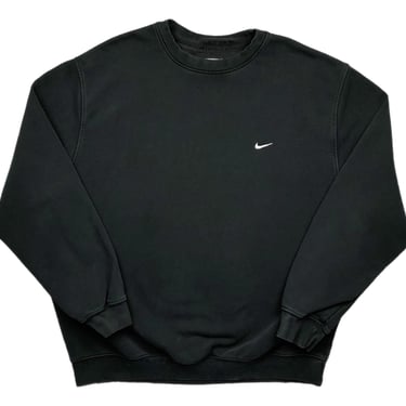 Vintage 90s/Y2K Nike Essential Side Swoosh Black Oversized Crewneck Sweatshirt Pullover Size XXL 