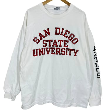 Vintage 90's San Diego State University Aztecs White Long Sleeve T-Shirt XL