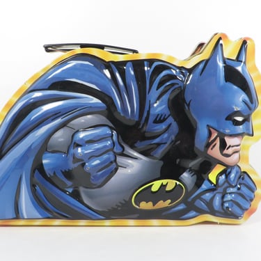 Vintage Batman Lunch Box - Embossed 1990's Batman Metal Lunch Pail 