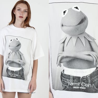 Vintage Changes 90s Kermit Klein Calvin The Frog Muppets Jim Henson T Shirt L 