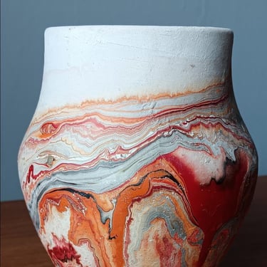 Nemadji Pottery Vase Midcentury MCM Pottery | Native American Theme | Made in USA 